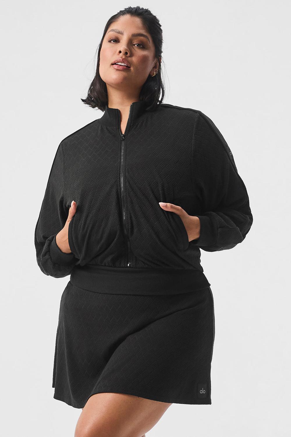 Black Alo Yoga Cropped Doubles Only Full Zip Women Jacket | KSA  CLJ379806