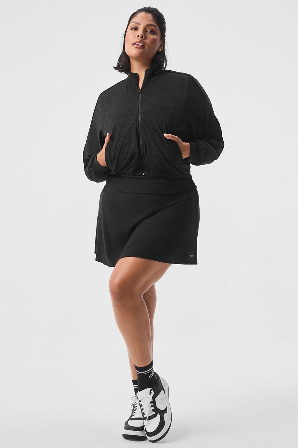 Black Alo Yoga Cropped Doubles Only Full Zip Women Jacket | KSA  CLJ379806