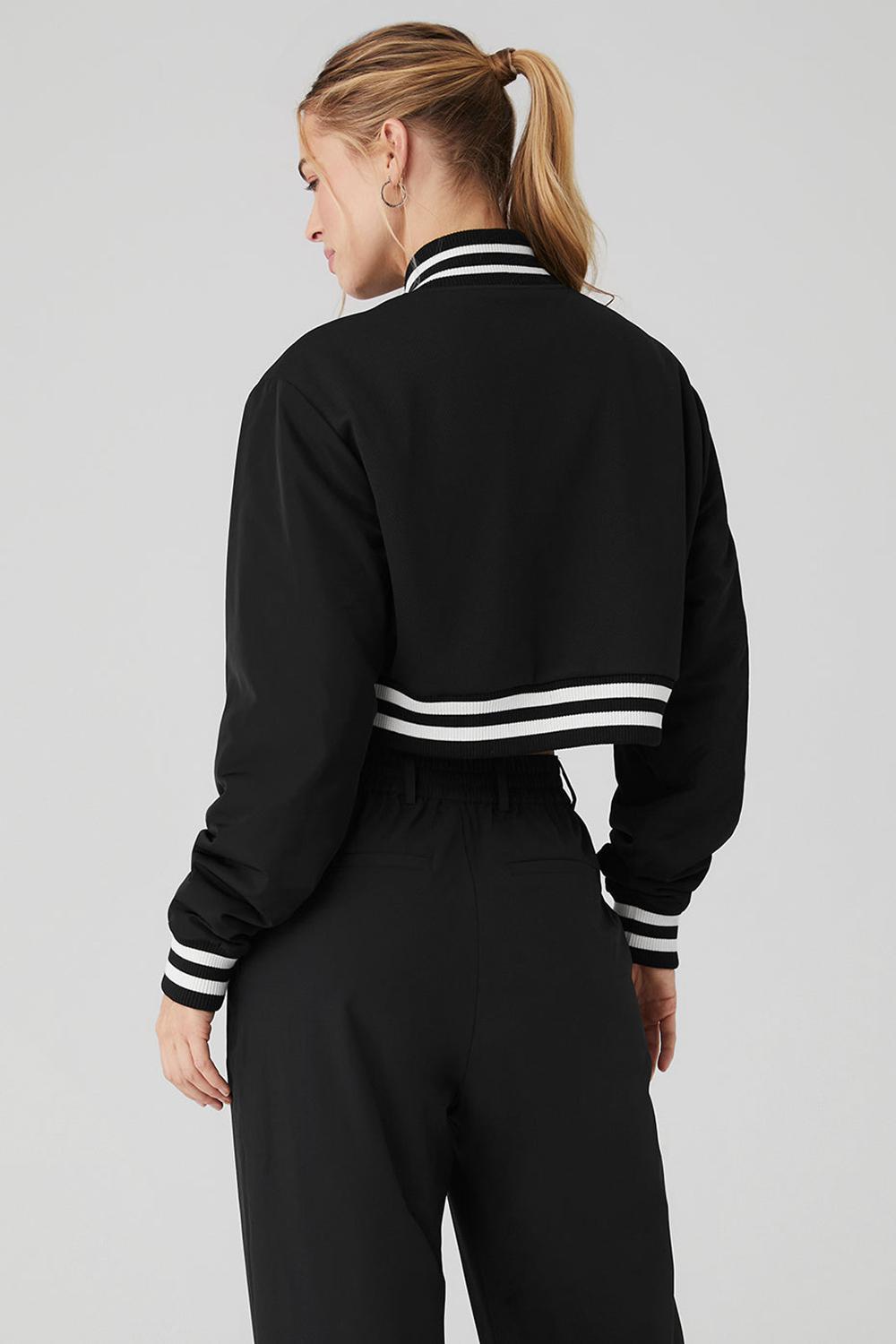 Black Alo Yoga Cropped G.O.A.T Women Jacket | KSA  FYM895470