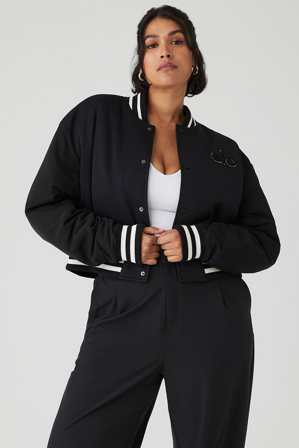 Black Alo Yoga Cropped G.O.A.T Women Jacket | KSA  FYM895470