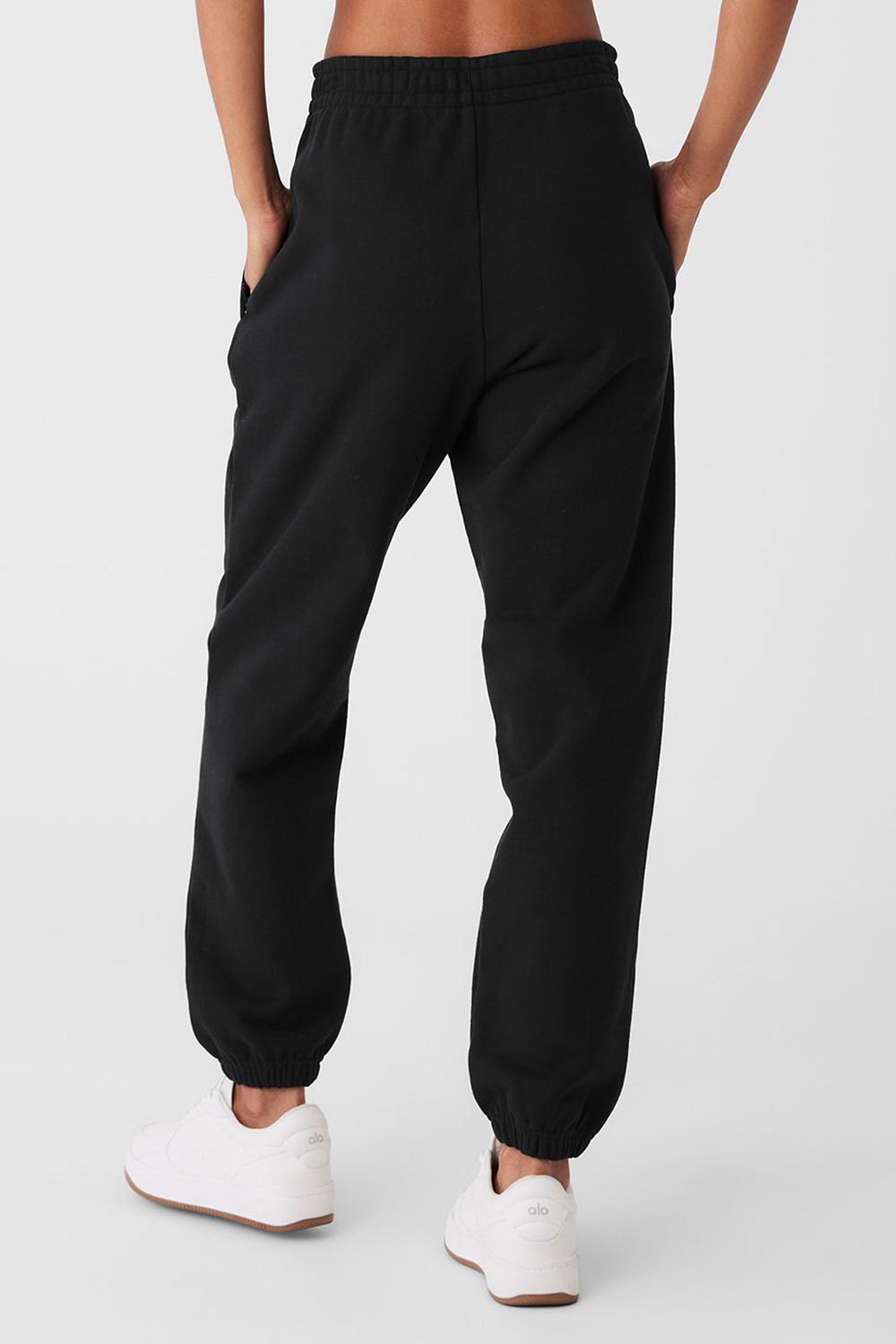 Black Alo Yoga Cuffed Renown Heavy Weight Women Sweatpant | KSA  HBL652971