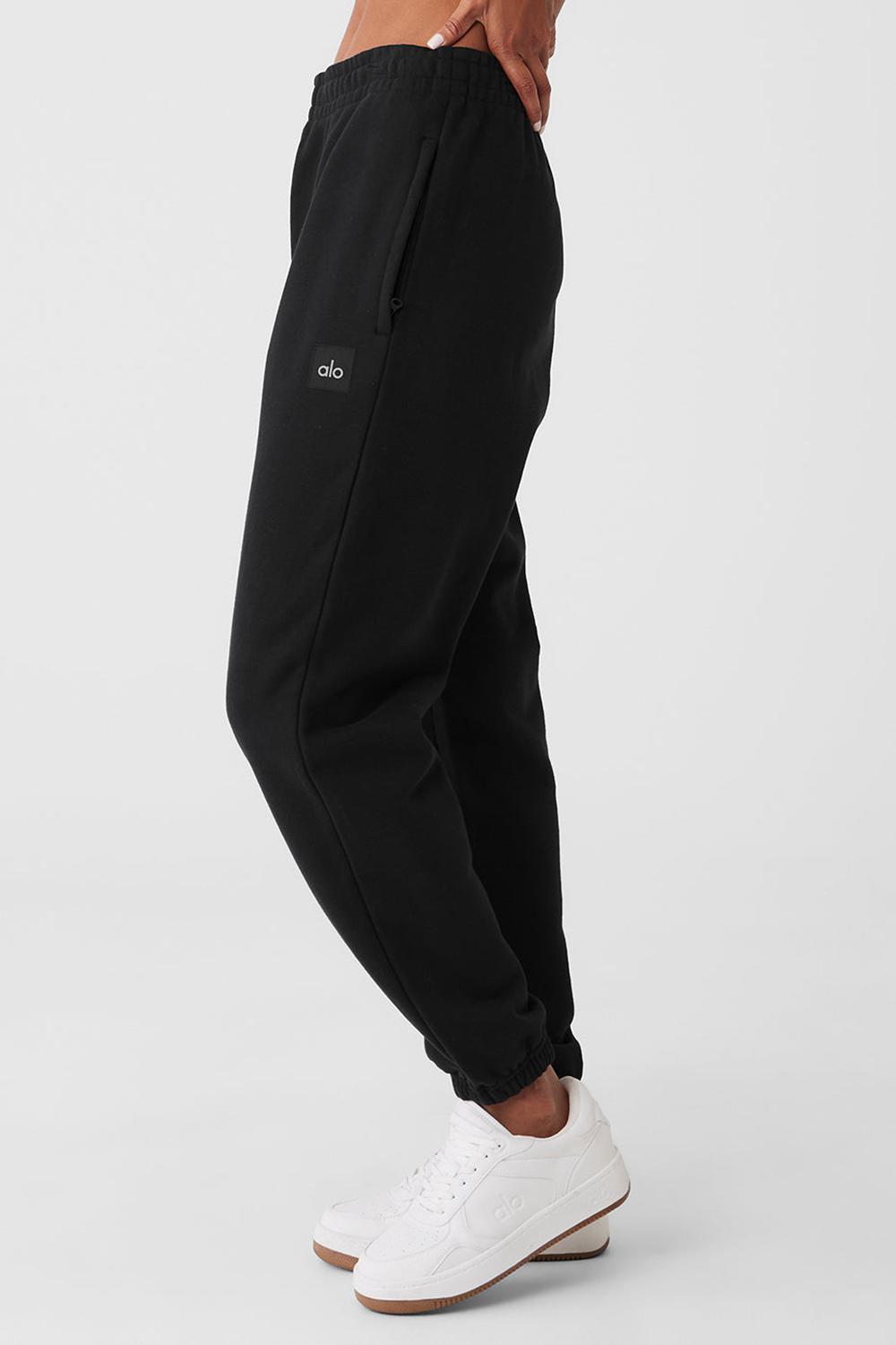 Black Alo Yoga Cuffed Renown Heavy Weight Women Sweatpant | KSA  HBL652971