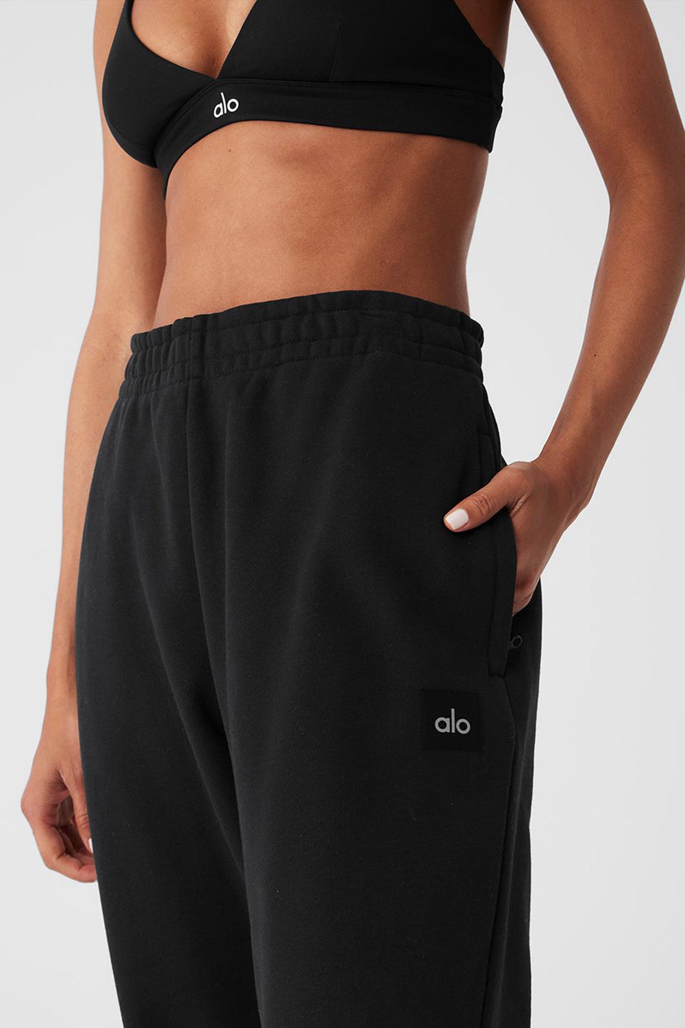 Black Alo Yoga Cuffed Renown Heavy Weight Women Sweatpant | KSA  HBL652971