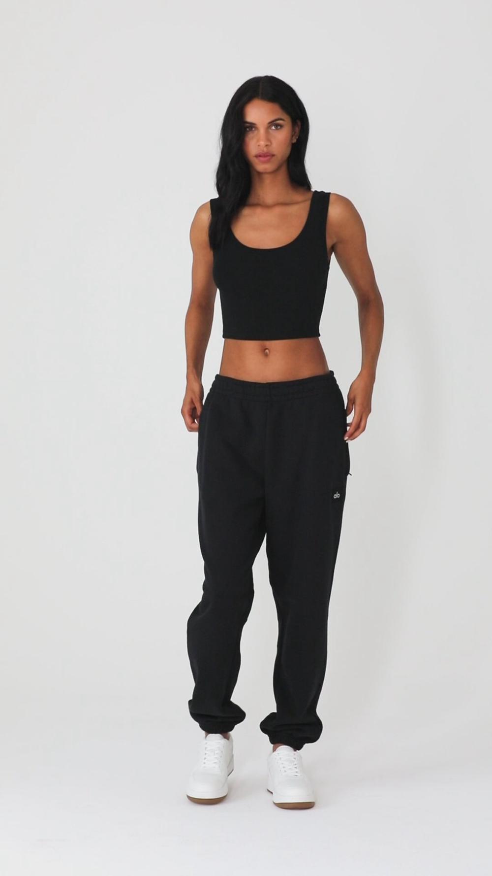 Black Alo Yoga Cuffed Renown Heavy Weight Women Sweatpant | KSA  HBL652971