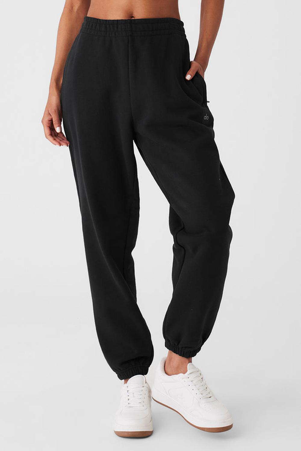 Black Alo Yoga Cuffed Renown Heavy Weight Women Sweatpant | KSA  HBL652971