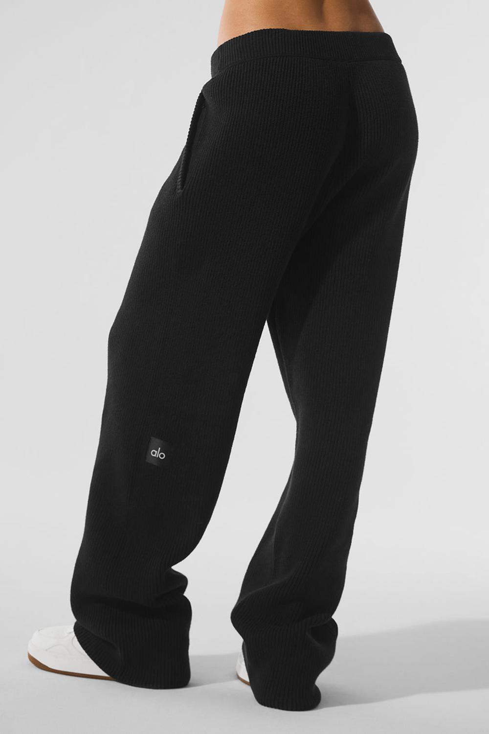 Black Alo Yoga Domain Rib Knit Women Sweatpant | KSA  CVT871653
