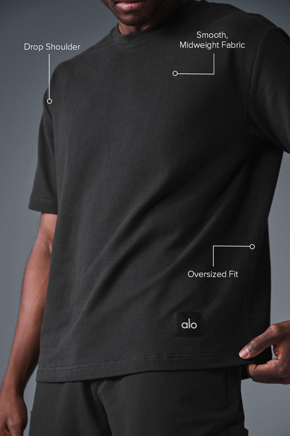 Black Alo Yoga Double Take Men Short Sleeve | KSA  NTI736825