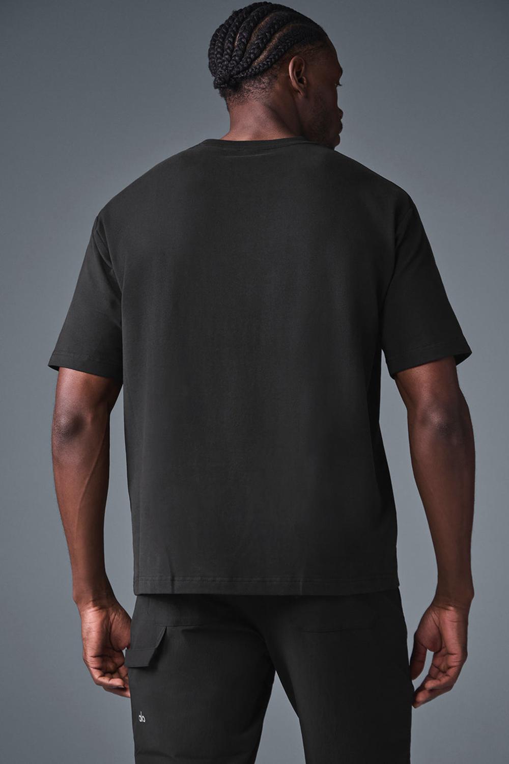 Black Alo Yoga Double Take Men Short Sleeve | KSA  NTI736825