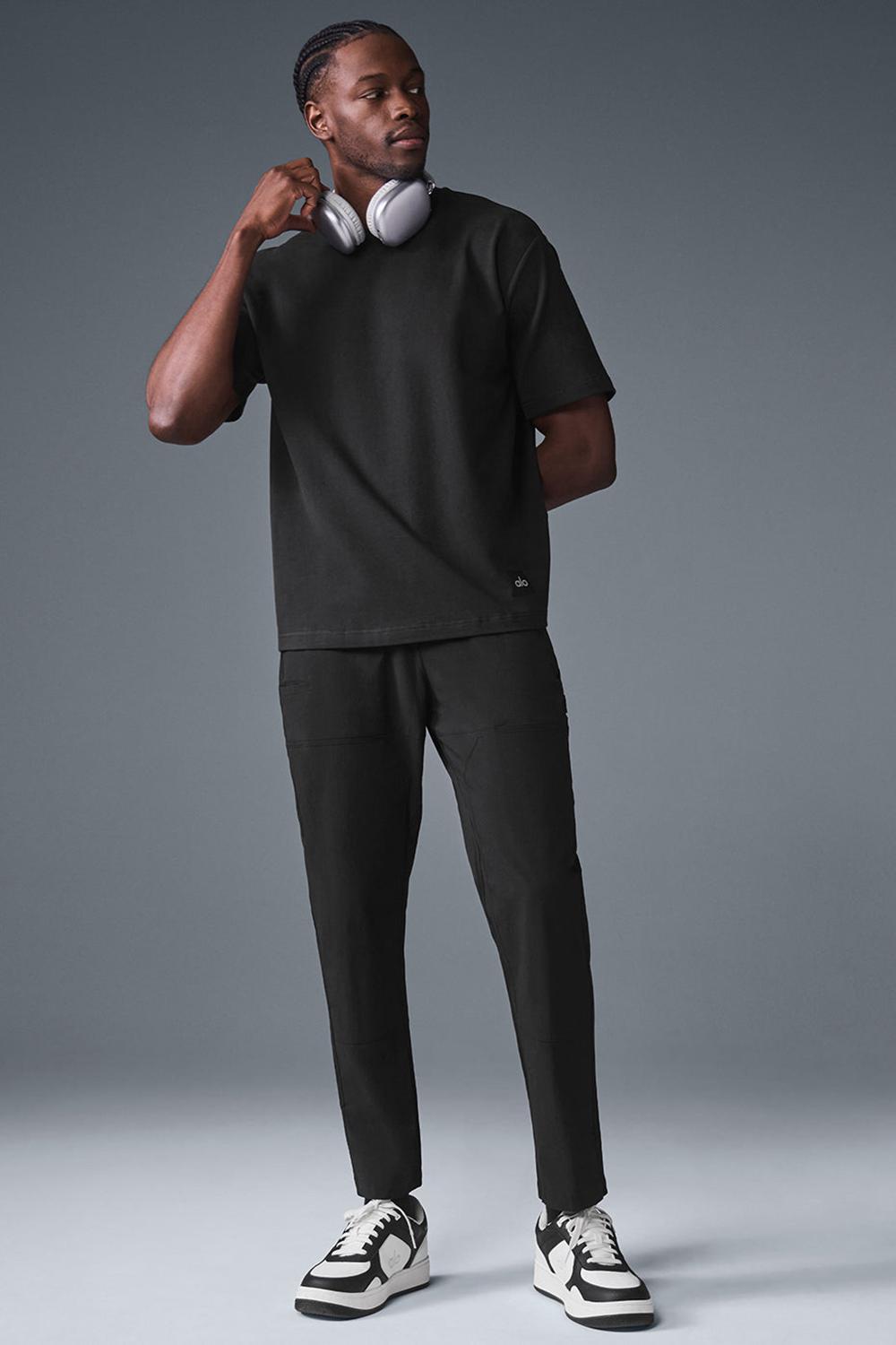 Black Alo Yoga Double Take Men Short Sleeve | KSA  NTI736825