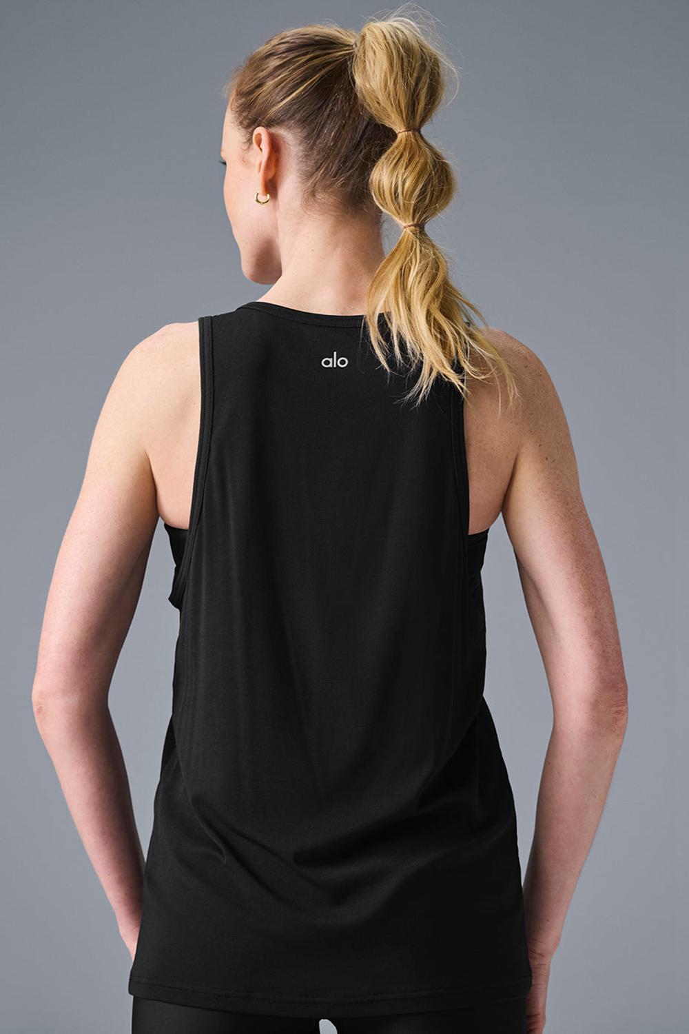 Black Alo Yoga Everyday Modal Rib Women Tank | KSA  KGO075824