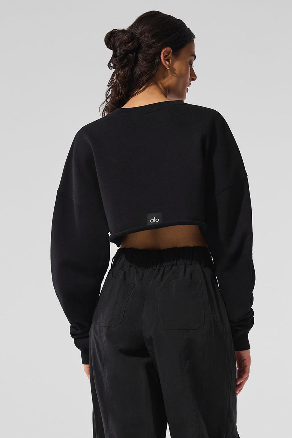 Black Alo Yoga Extreme Cropped Women Pullover | KSA  HNO180735