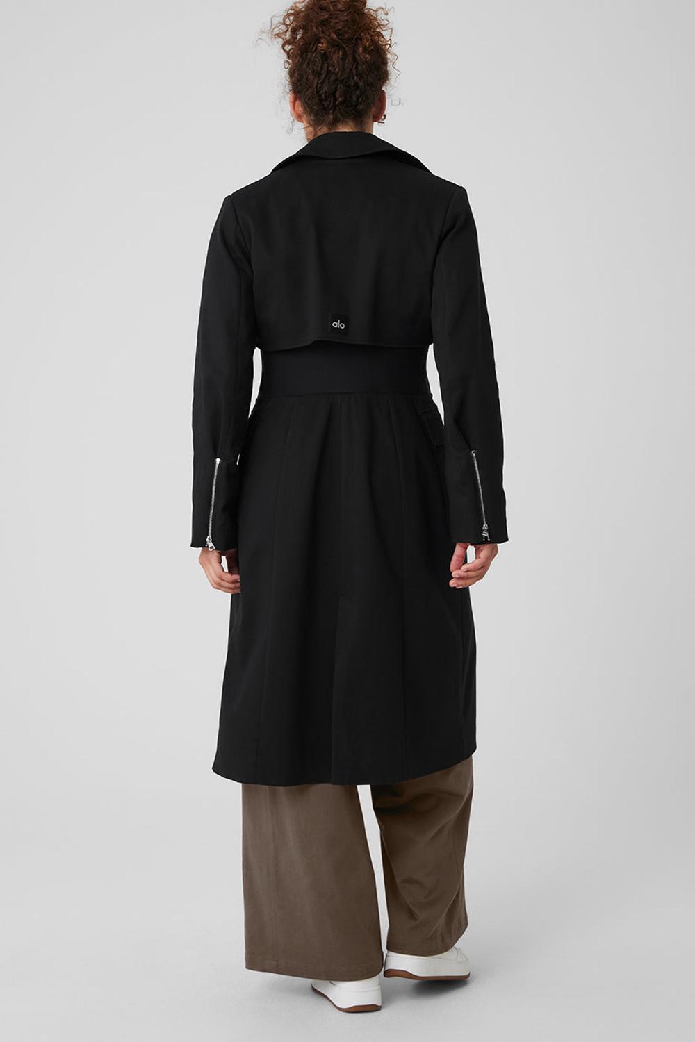 Black Alo Yoga Formation Women Trench Coat | KSA  BLJ471053