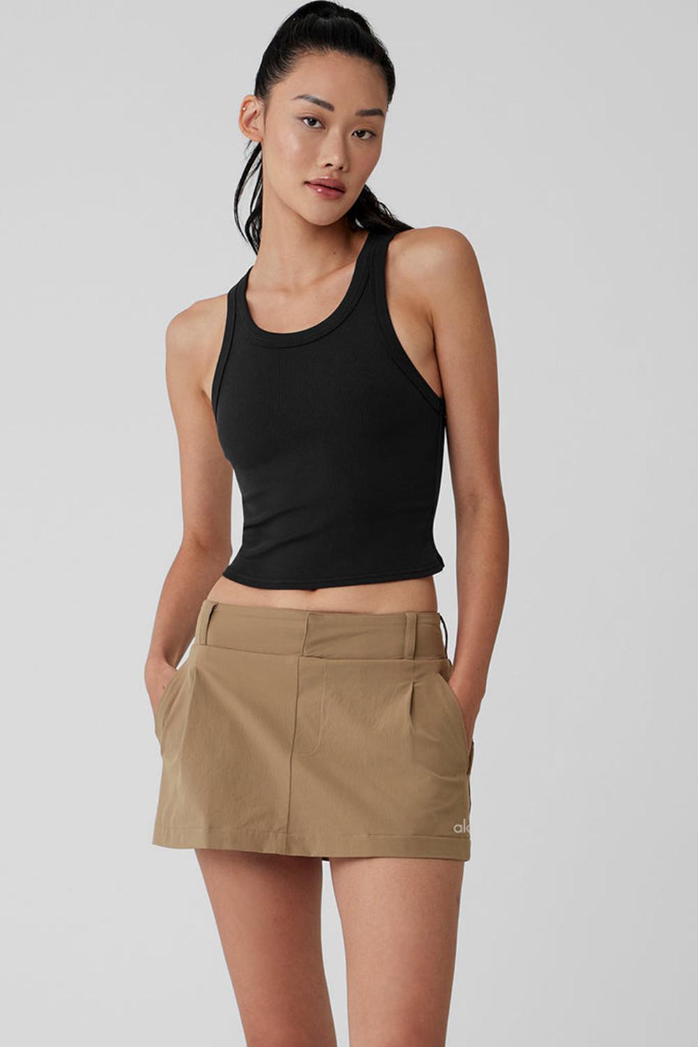 Black Alo Yoga Goddess Ribbed Go-To Women Tank | KSA  NJY256984