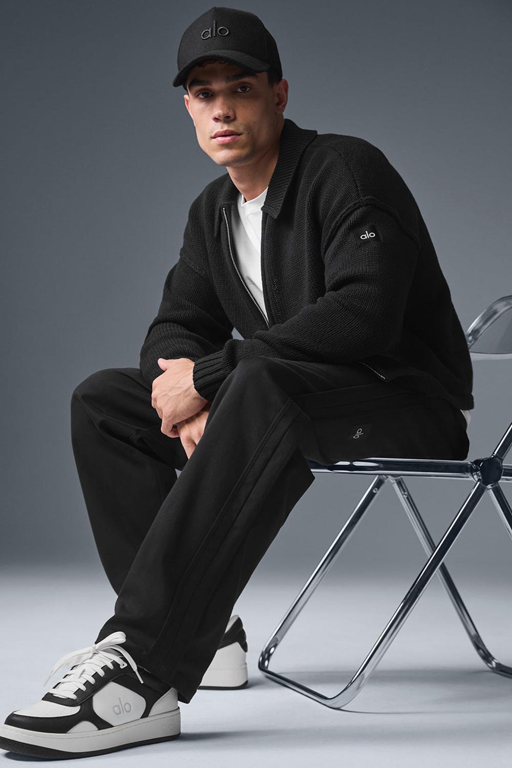Black Alo Yoga Heritage Full Zip Men Sweater | KSA  ASZ428053