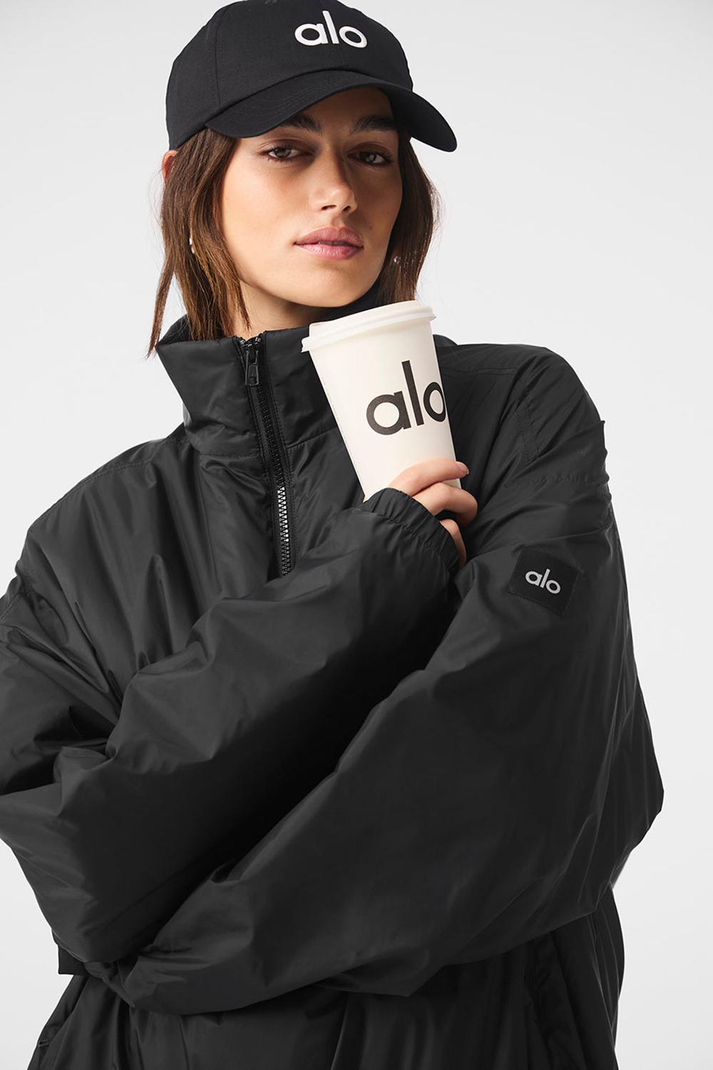 Black Alo Yoga Latitude Light Weight 1/2 Zip Pullover Women Jacket | KSA  LBC430596