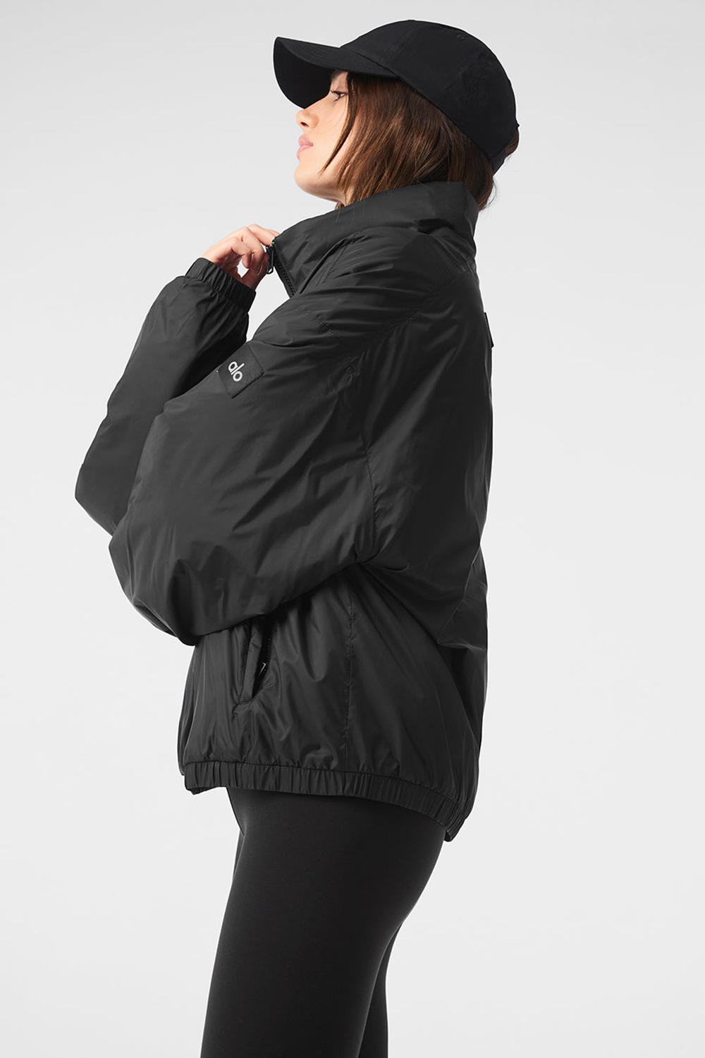 Black Alo Yoga Latitude Light Weight 1/2 Zip Pullover Women Jacket | KSA  LBC430596