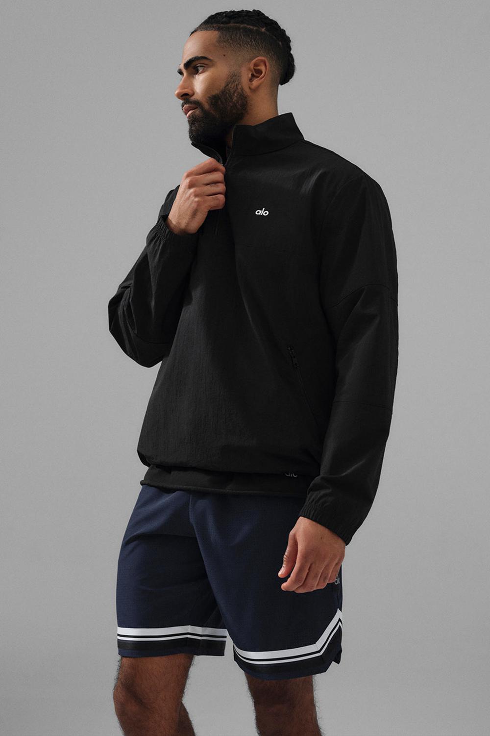 Black Alo Yoga Lightweight Takeaway Track Men Pullover | KSA  DTS439127