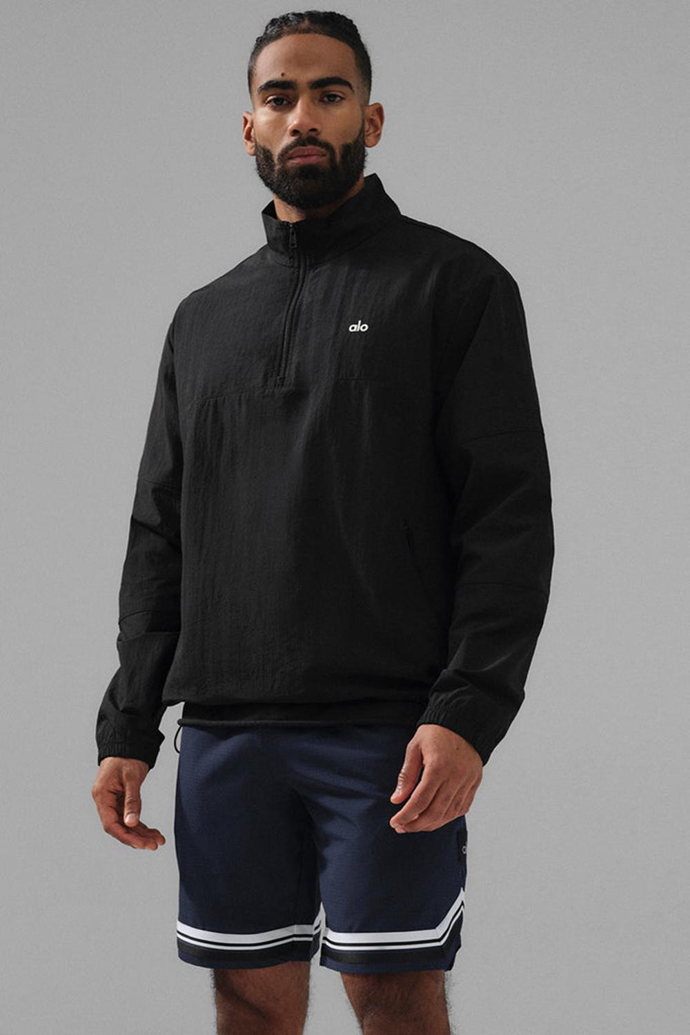 Black Alo Yoga Lightweight Takeaway Track Men Pullover | KSA  DTS439127