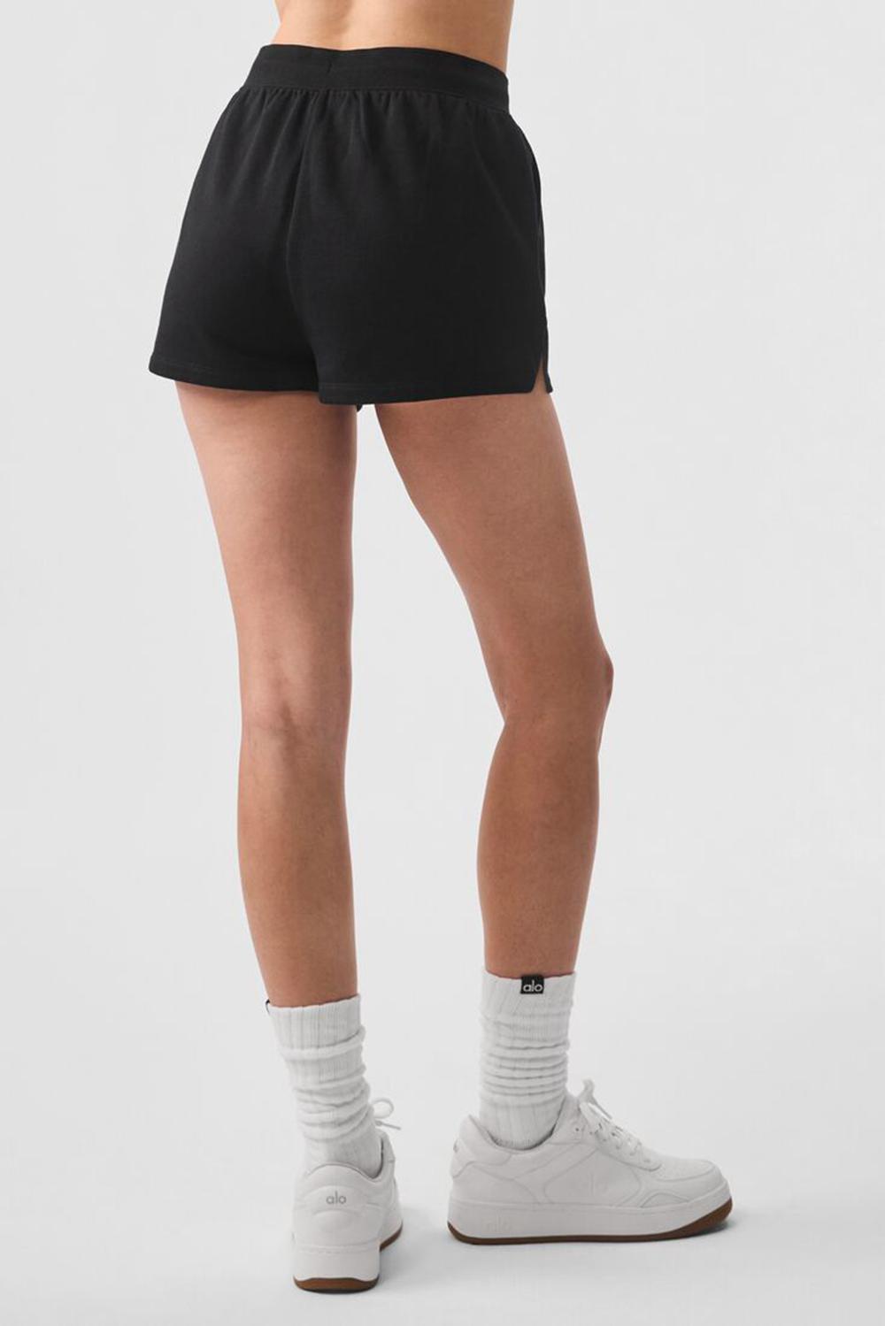 Black Alo Yoga Low Key Sweat Women Short | KSA  XPZ530976