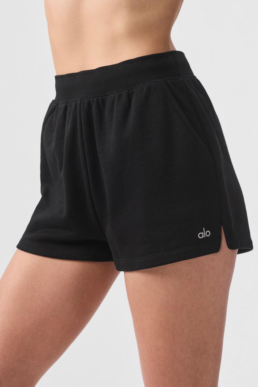 Black Alo Yoga Low Key Sweat Women Short | KSA  XPZ530976