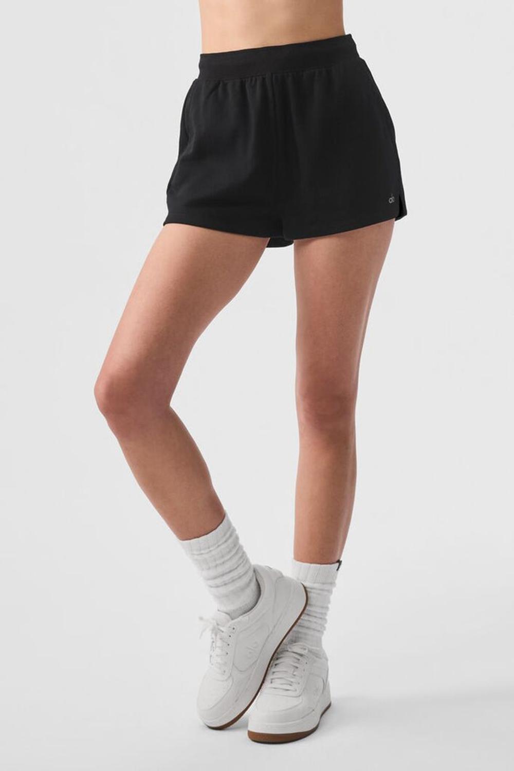 Black Alo Yoga Low Key Sweat Women Short | KSA  XPZ530976