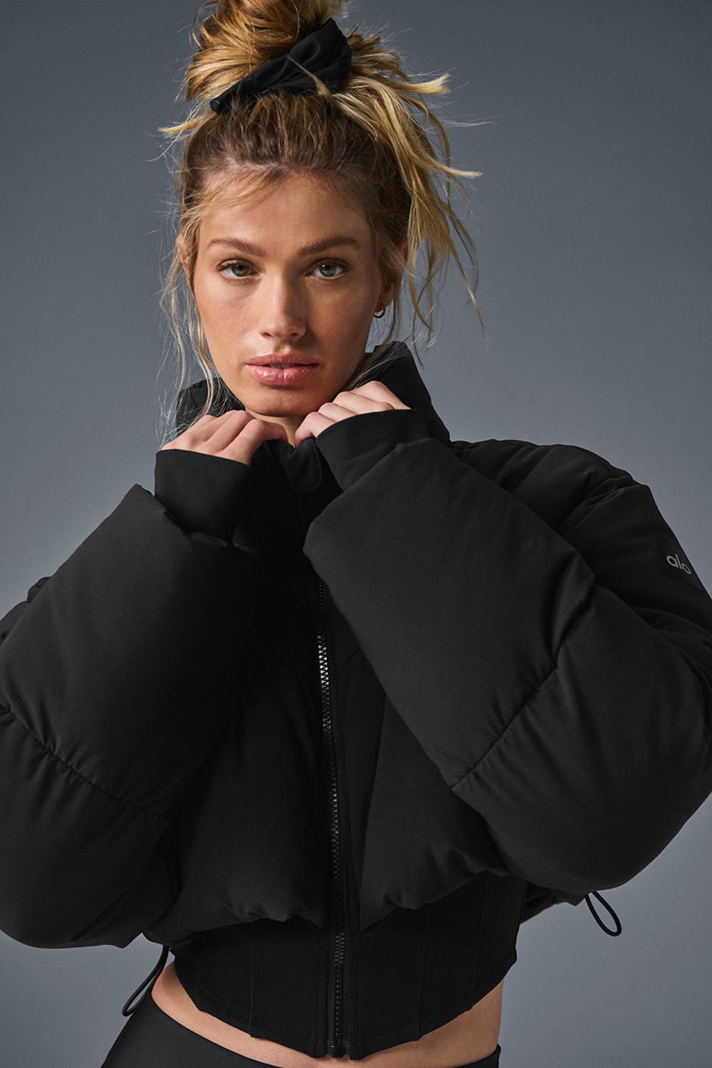 Black Alo Yoga Main Act Corset Women Puffer Jacket | KSA  VPR348710