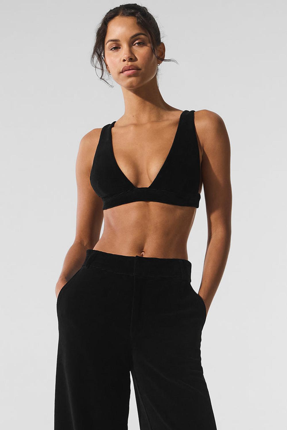 Black Alo Yoga Micro Corduroy Dreamer Women Bra | KSA  IJE543871
