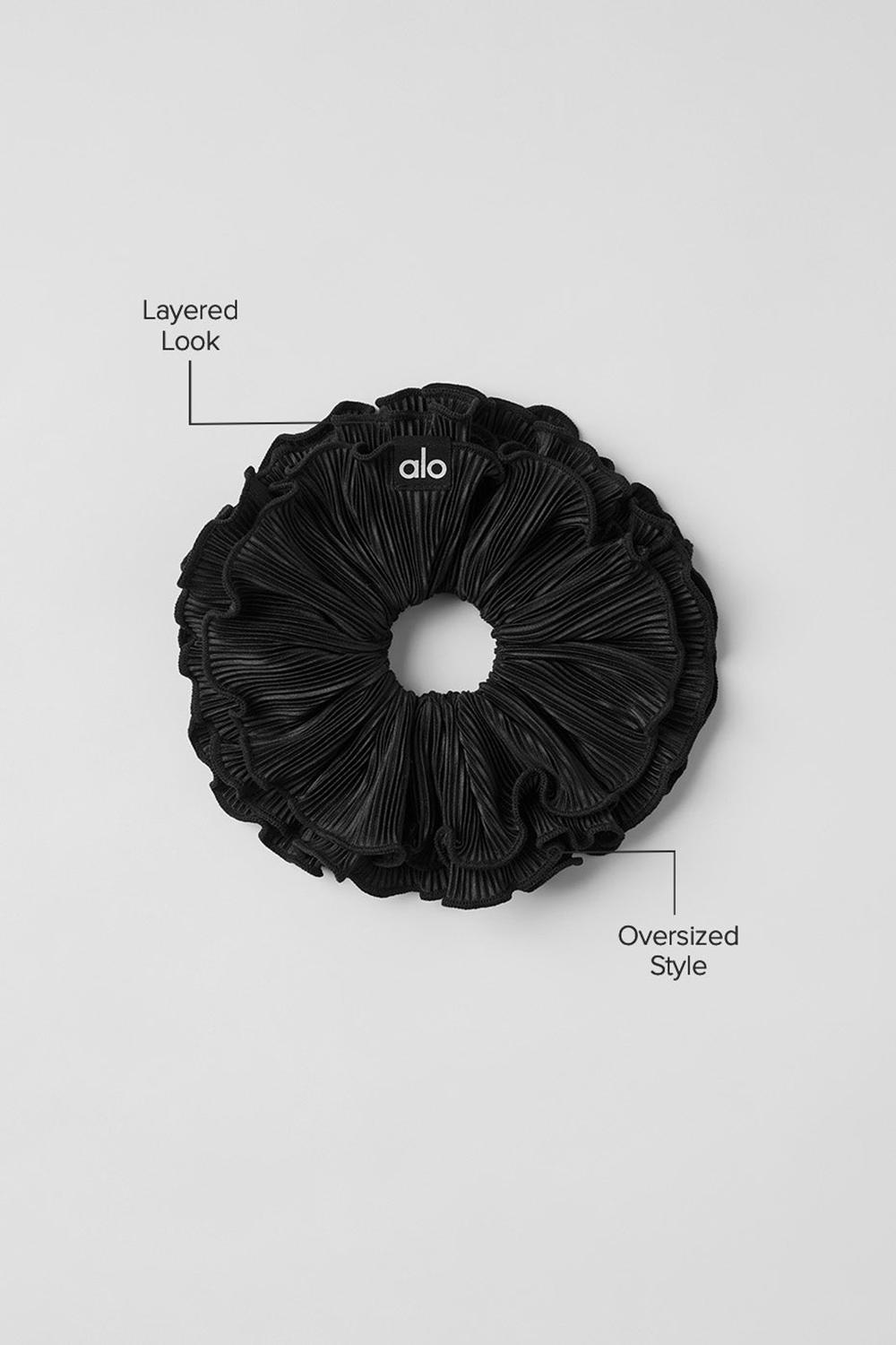 Black Alo Yoga Micro Plisse Oversize Women Scrunchie | KSA  IFM275961