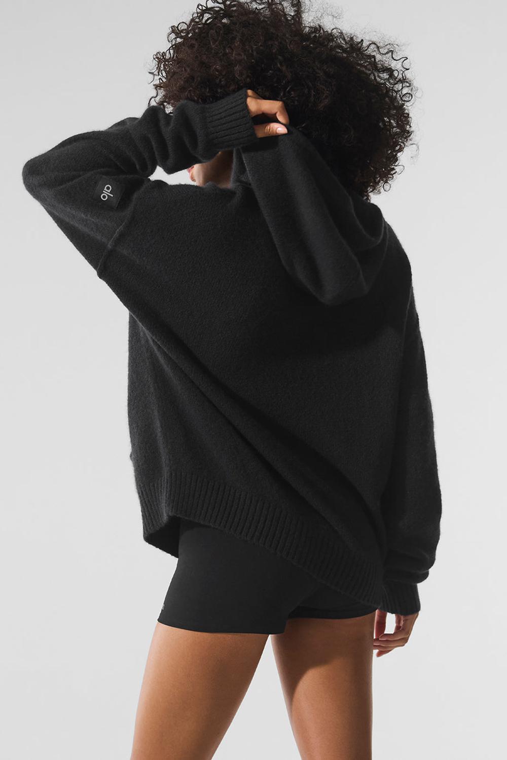 Black Alo Yoga New Class Cashmere Women Hoodie | KSA  IFM043259
