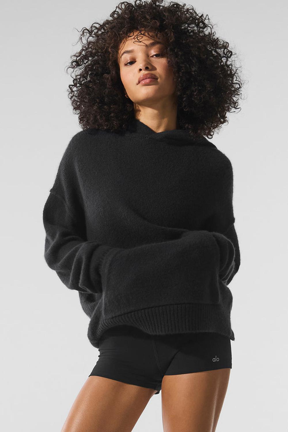 Black Alo Yoga New Class Cashmere Women Hoodie | KSA  IFM043259