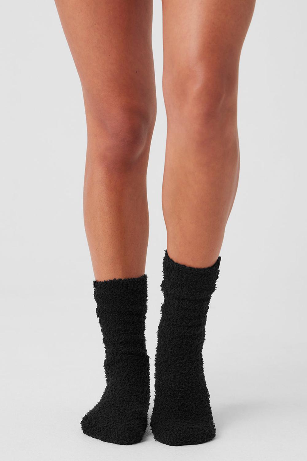 Black Alo Yoga Plush Lush Women Sock | KSA  DMS403957