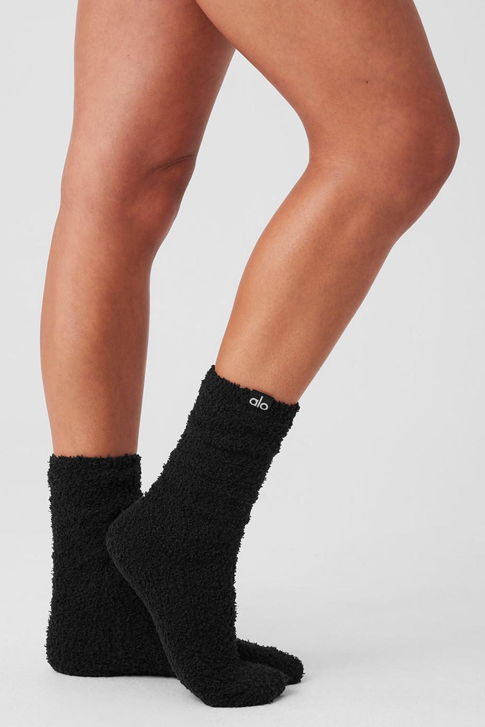 Black Alo Yoga Plush Lush Women Sock | KSA  DMS403957