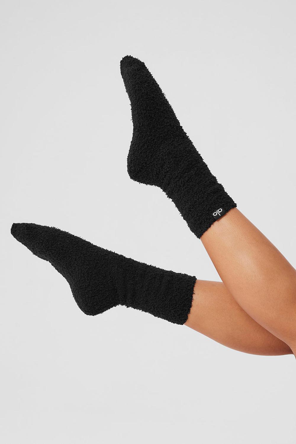 Black Alo Yoga Plush Lush Women Sock | KSA  DMS403957