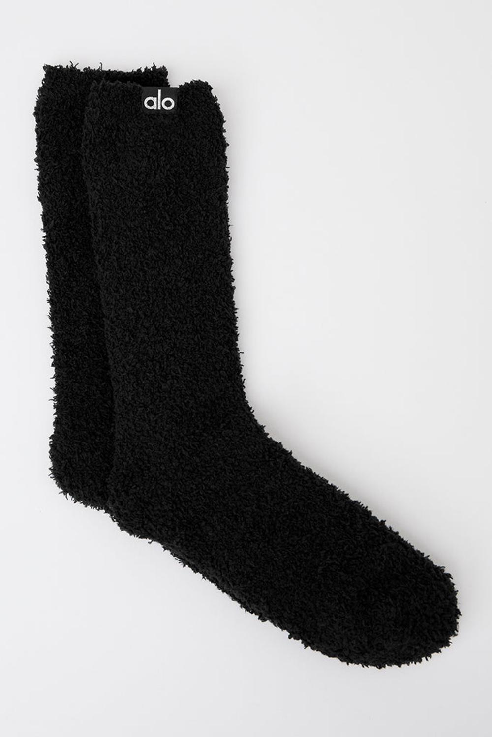 Black Alo Yoga Plush Lush Women Sock | KSA  DMS403957