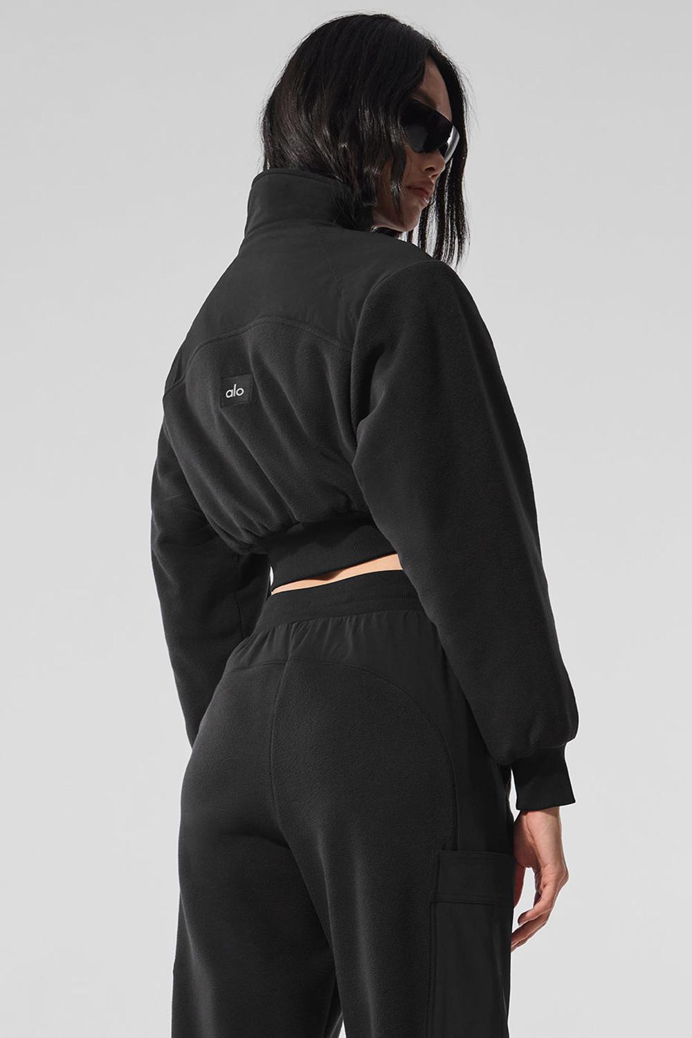 Black Alo Yoga Polar Fleece Cropped Wintry Mix Women Jacket | KSA  GIL692378