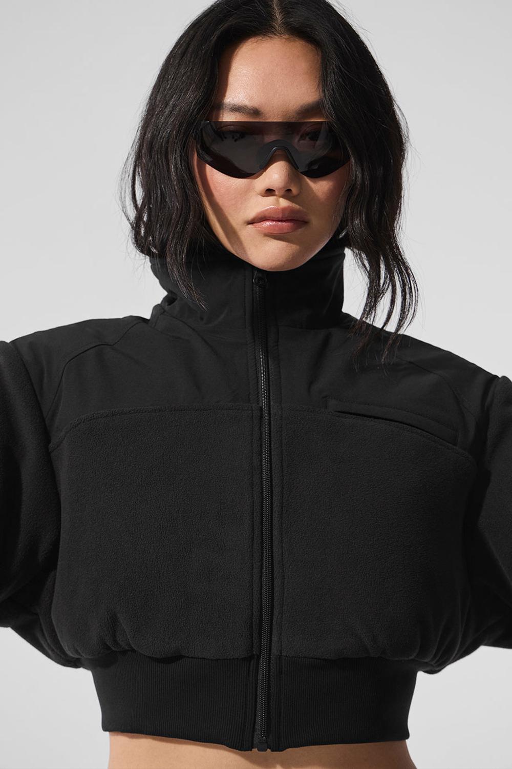 Black Alo Yoga Polar Fleece Cropped Wintry Mix Women Jacket | KSA  GIL692378
