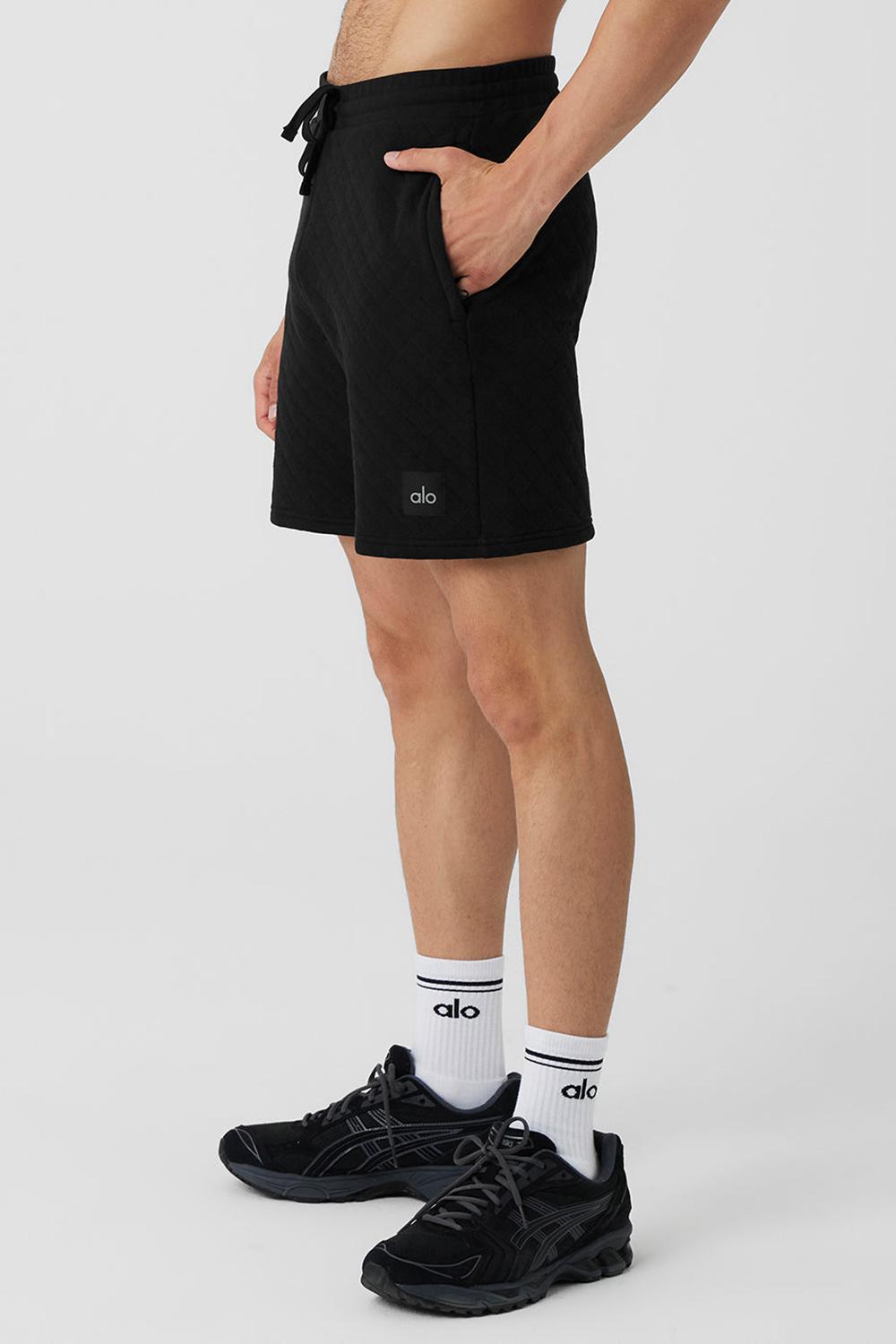 Black Alo Yoga Quilted Stadium Men Short | KSA  ROH603279