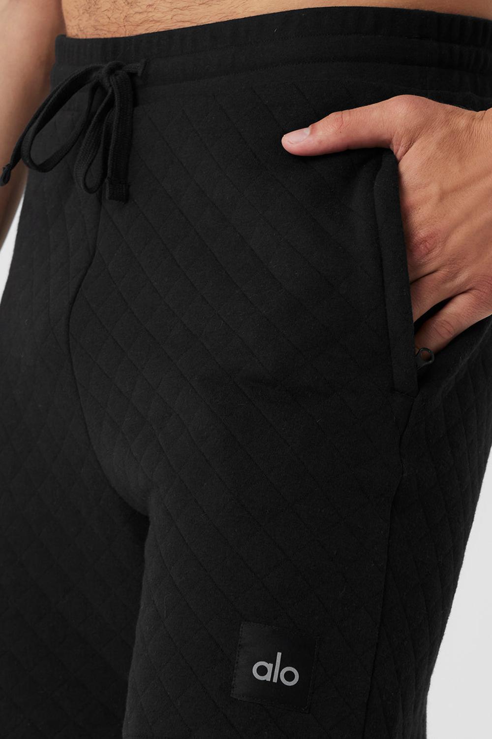 Black Alo Yoga Quilted Stadium Men Short | KSA  ROH603279