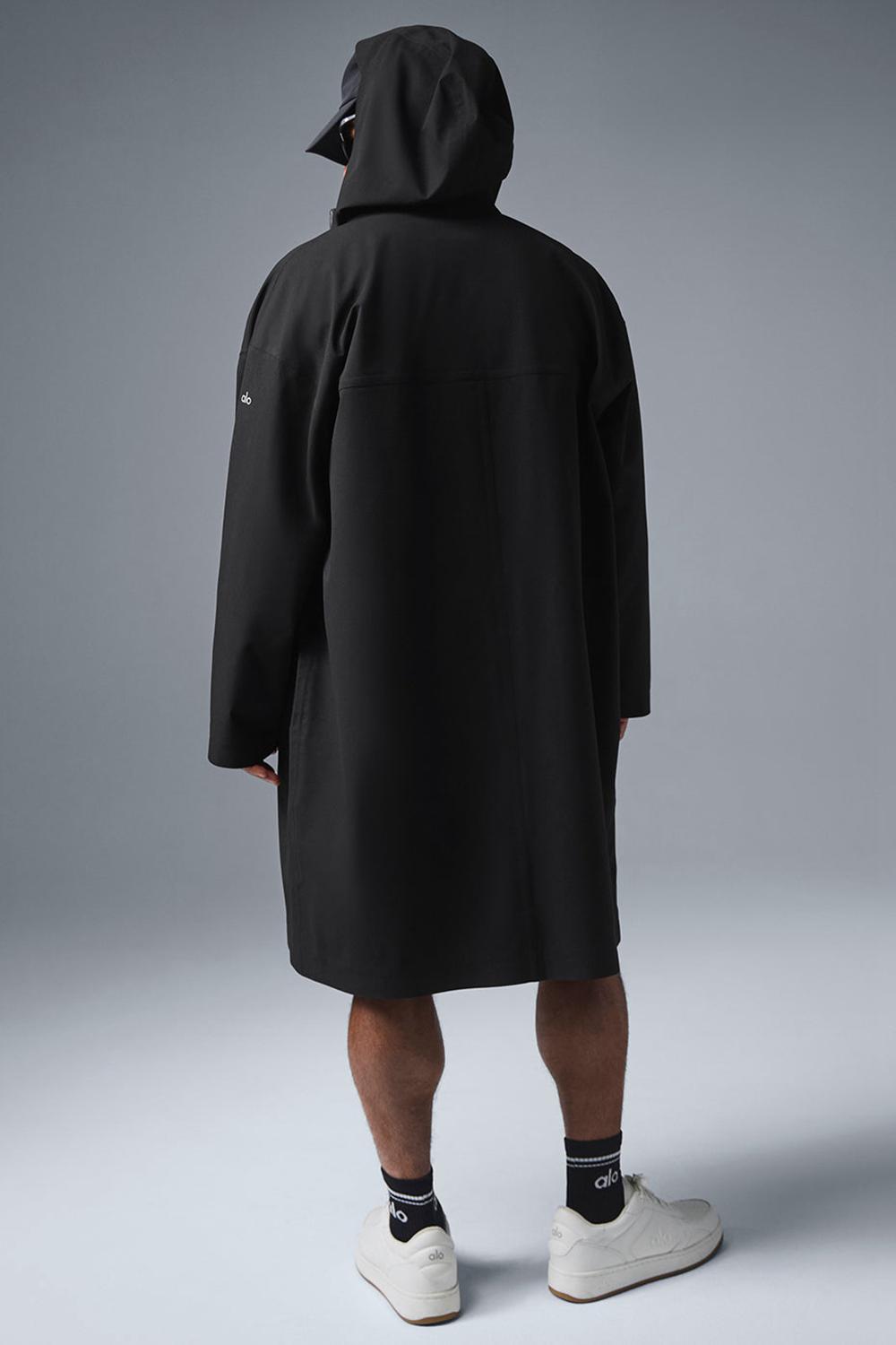 Black Alo Yoga Rain Or Shine Men Long Coat | KSA  VWZ956843