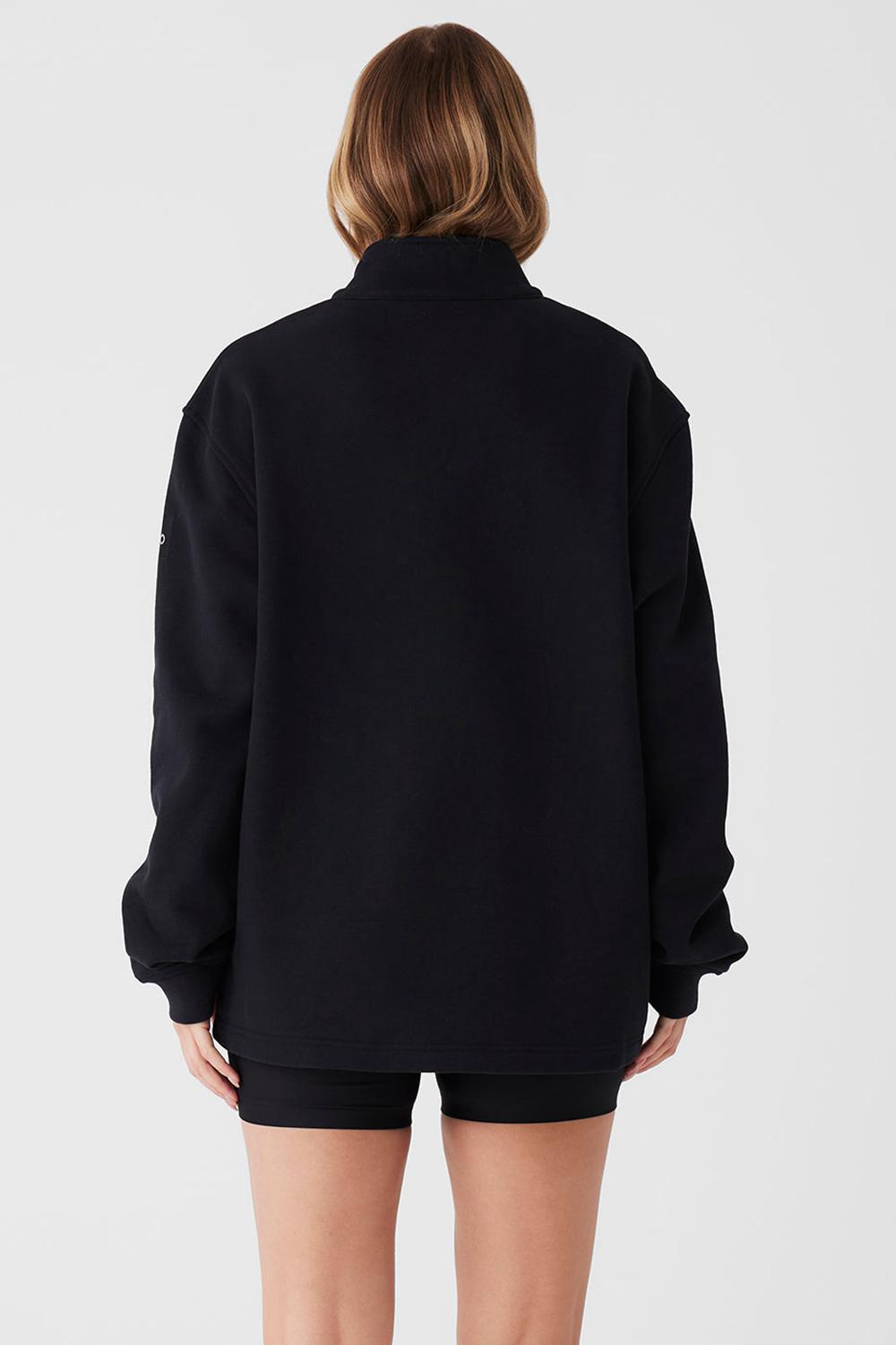 Black Alo Yoga Renown Heavy Weight 1/4 Zip Women Hoodie | KSA  LWQ183740
