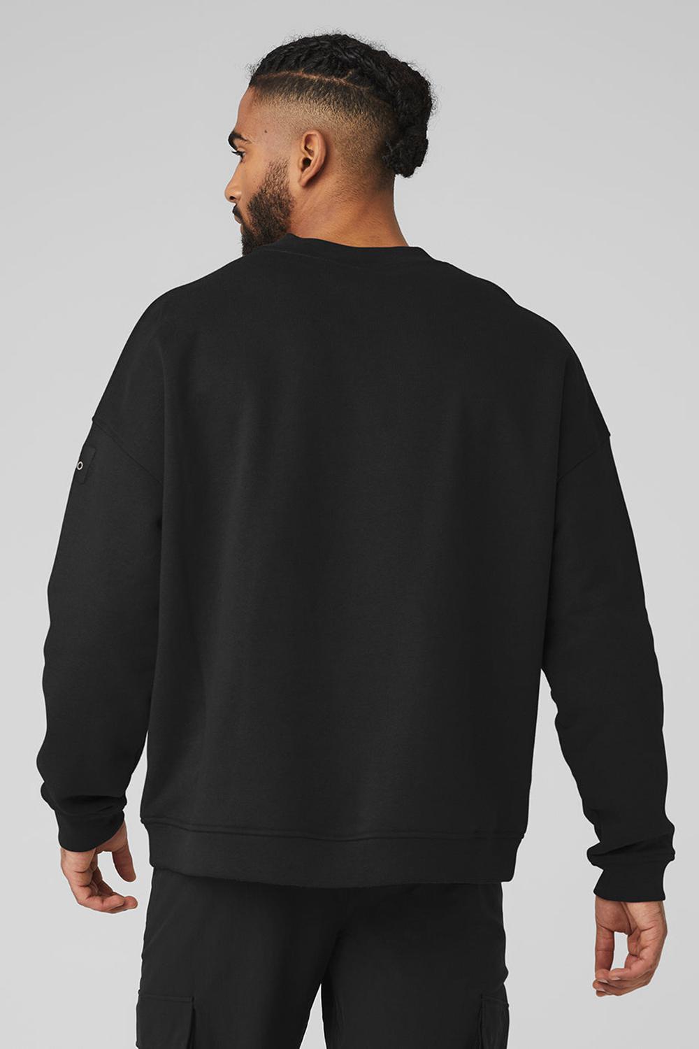 Black Alo Yoga Renown Heavy Weight Crew Neck Men Pullover | KSA  YFW836751