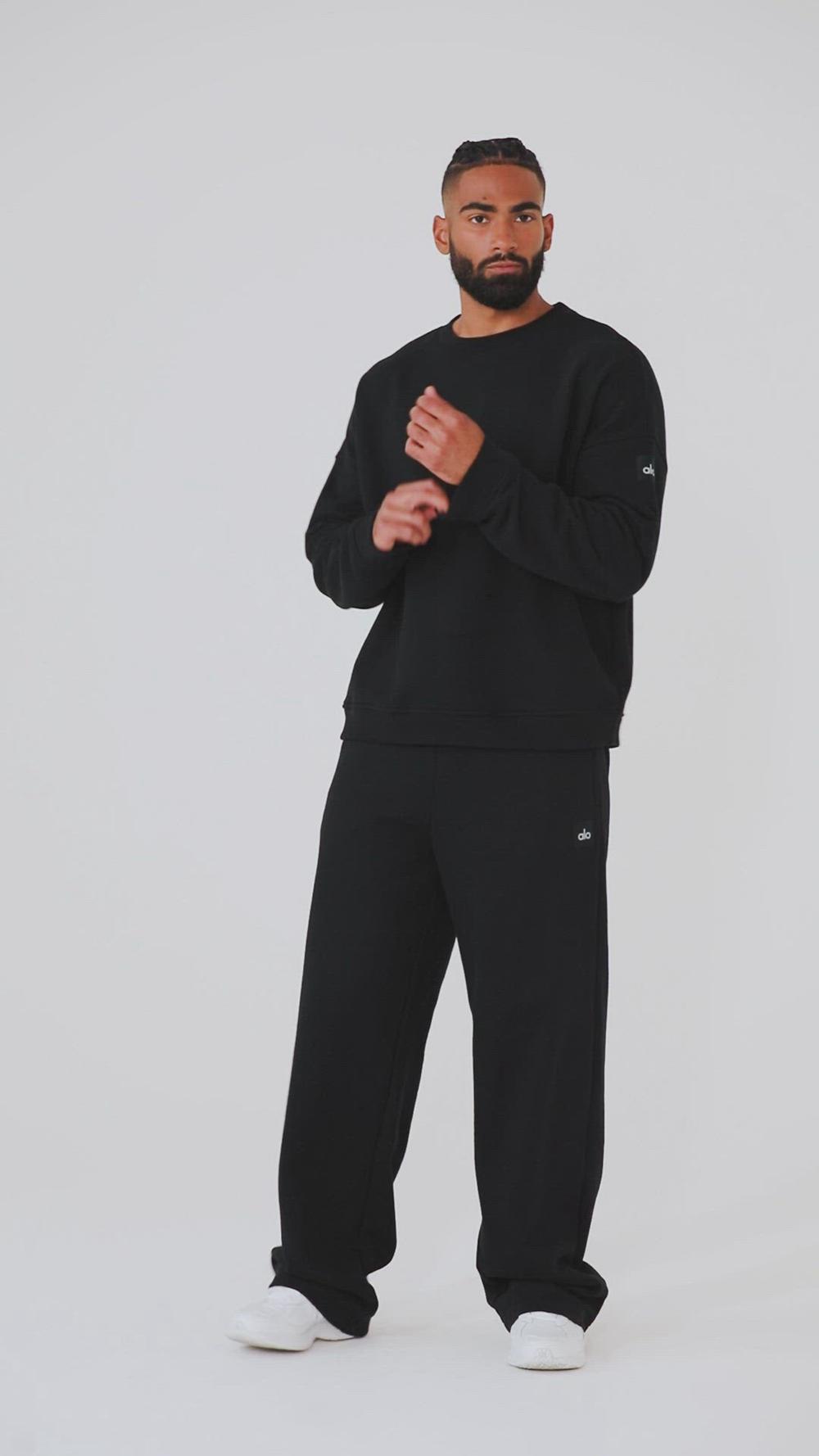 Black Alo Yoga Renown Heavy Weight Crew Neck Men Pullover | KSA  YFW836751