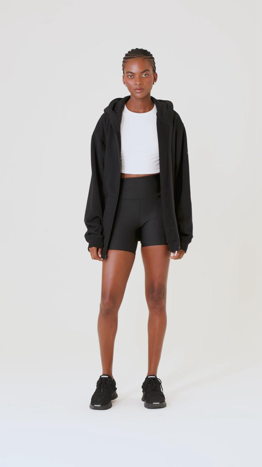 Black Alo Yoga Renown Heavy Weight Full Zip Women Hoodie | KSA  MAG962835