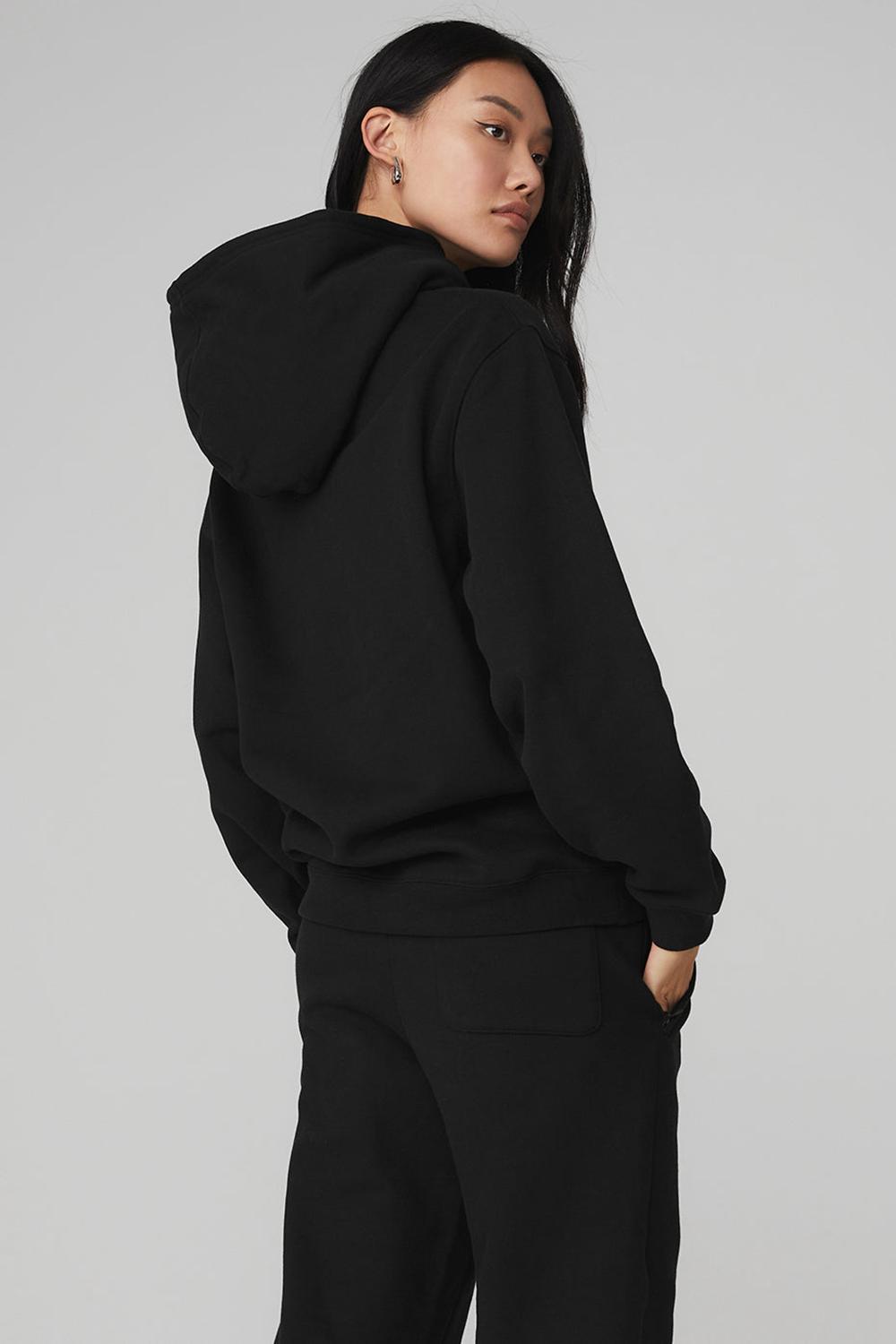 Black Alo Yoga Renown Heavy Weight Women Hoodie | KSA  AGF417528