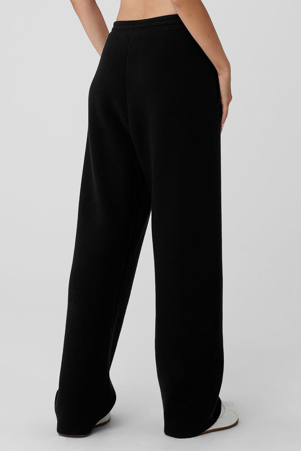 Black Alo Yoga Scholar Straight Leg Women Sweatpant | KSA  WCG174938