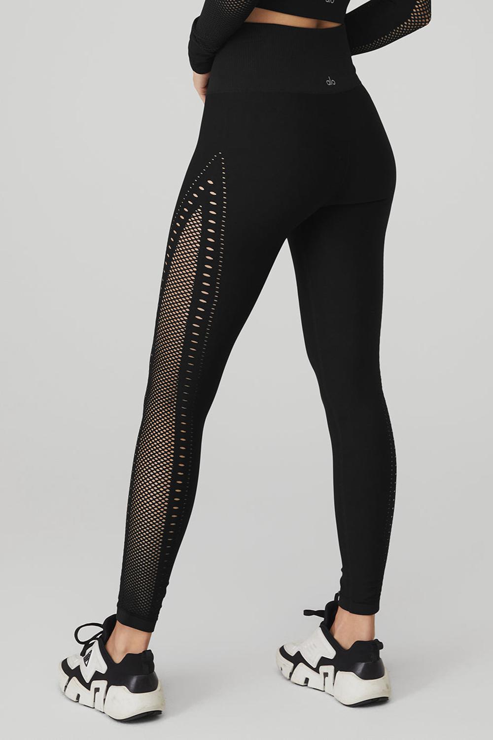 Black Alo Yoga Seamless High-Waist 7/8 Open Air Women Legging | KSA  KUG361792