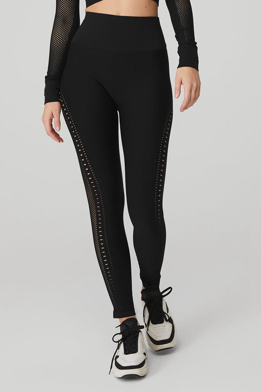 Black Alo Yoga Seamless High-Waist 7/8 Open Air Women Legging | KSA  KUG361792