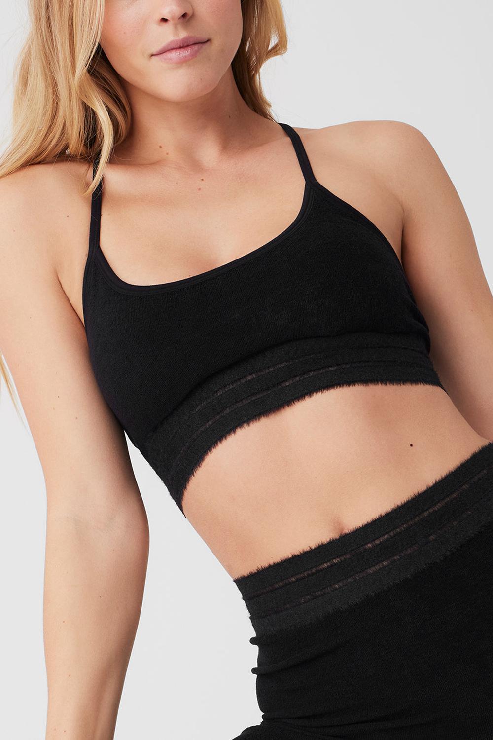 Black Alo Yoga Seamless Luxe Terry Cuddle Women Bra | KSA  LYS257304