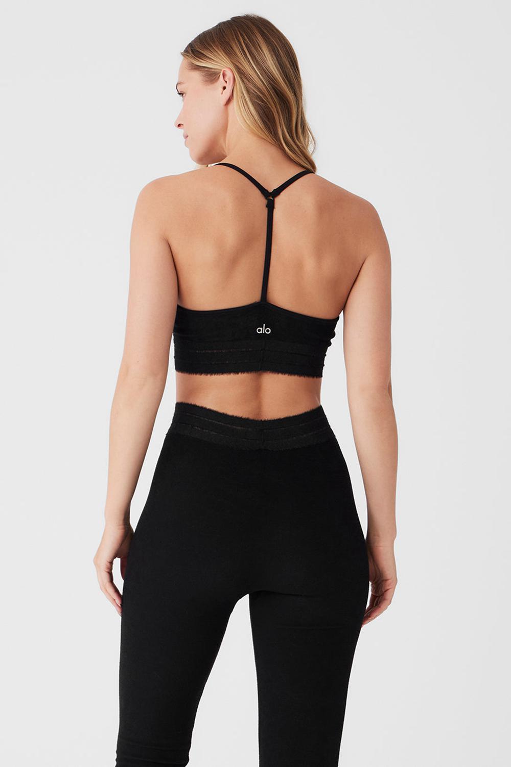 Black Alo Yoga Seamless Luxe Terry Cuddle Women Bra | KSA  LYS257304