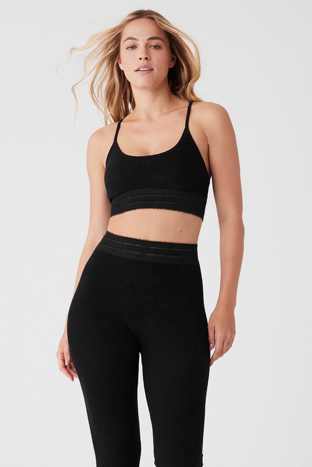 Black Alo Yoga Seamless Luxe Terry Cuddle Women Bra | KSA  LYS257304